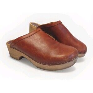 1970s Krone Saga House Danish Clogs EU 40 (US W 9.5–10 / M 7–7.5) Wood Sole
